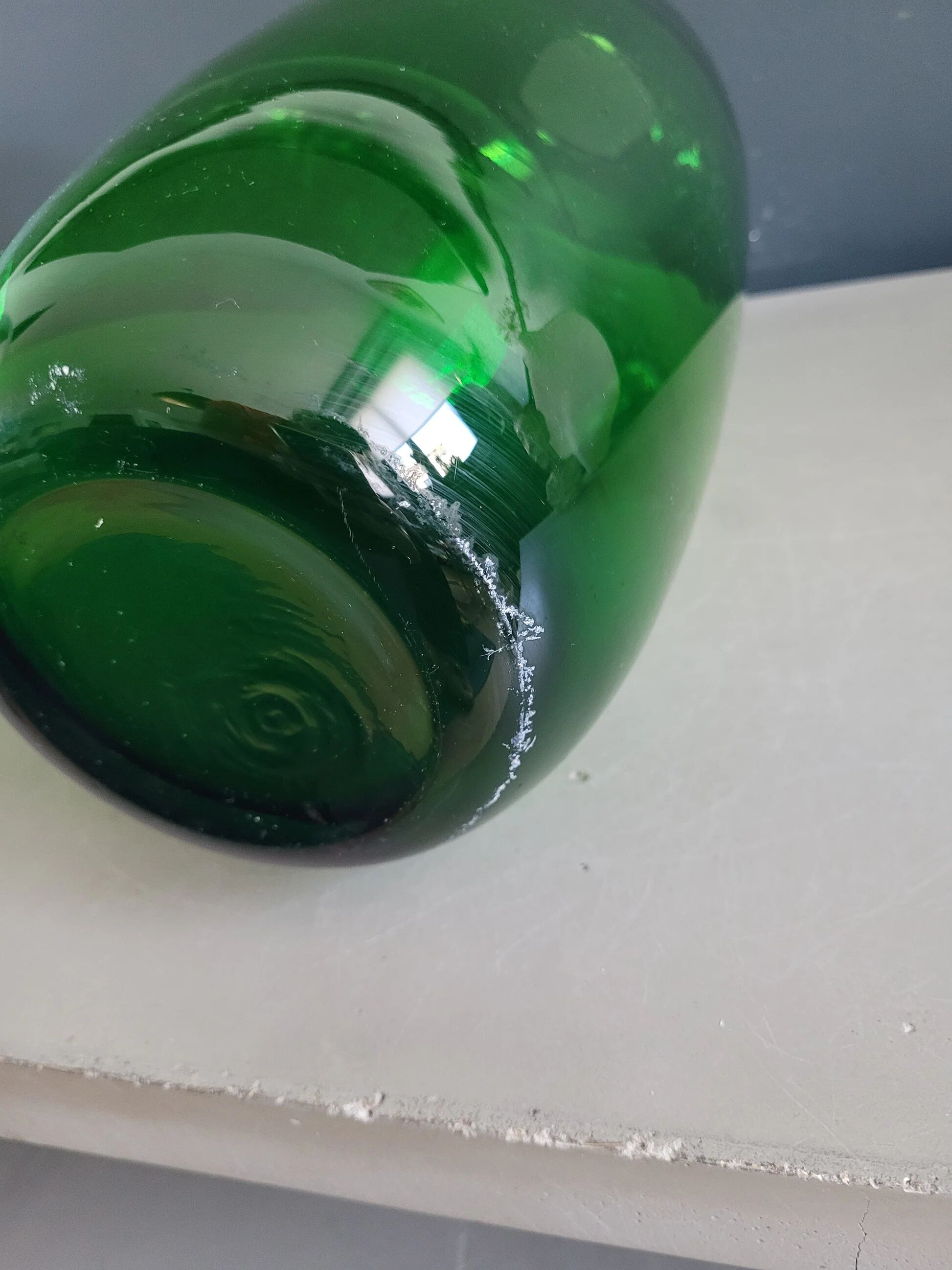 Large green glass vase