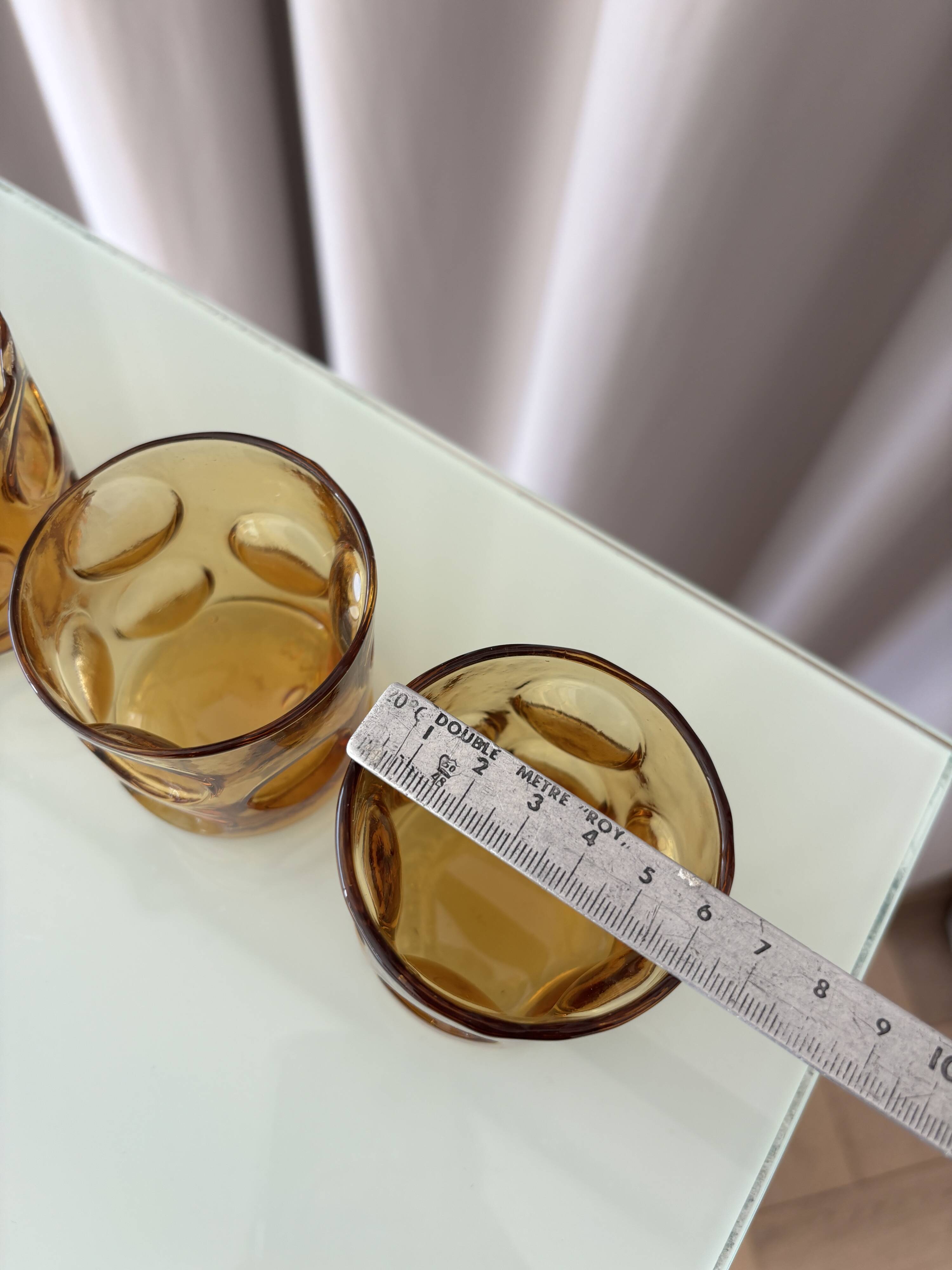 Set of 4 amber liqueur/bourbon glasses Empoli – Italy, 1970s