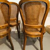 Set of 4 caned medallion chairs in Louis XVI style - Excellent condition - Oak