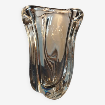 Transparent free-form vase Val Saint Lambert, vintage 1960