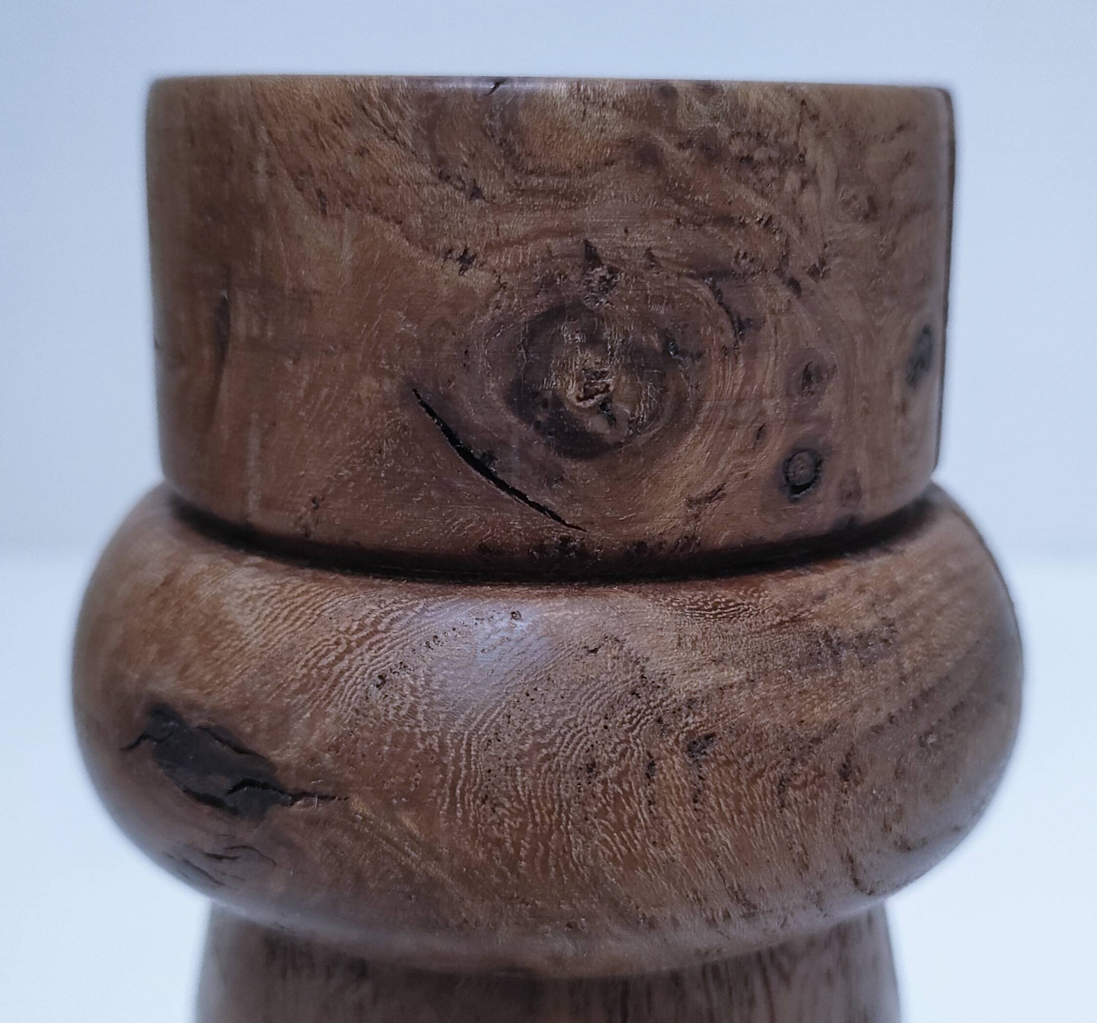 Two vintage turned wood pen and pencil pots