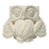 Signed stone owl sculpture