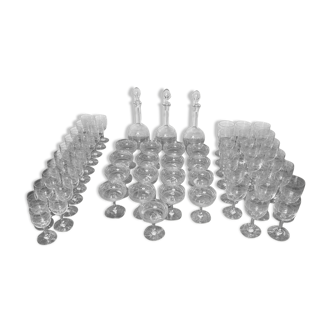 Baccarat crystal glassware and decanter set, Athenian engraving