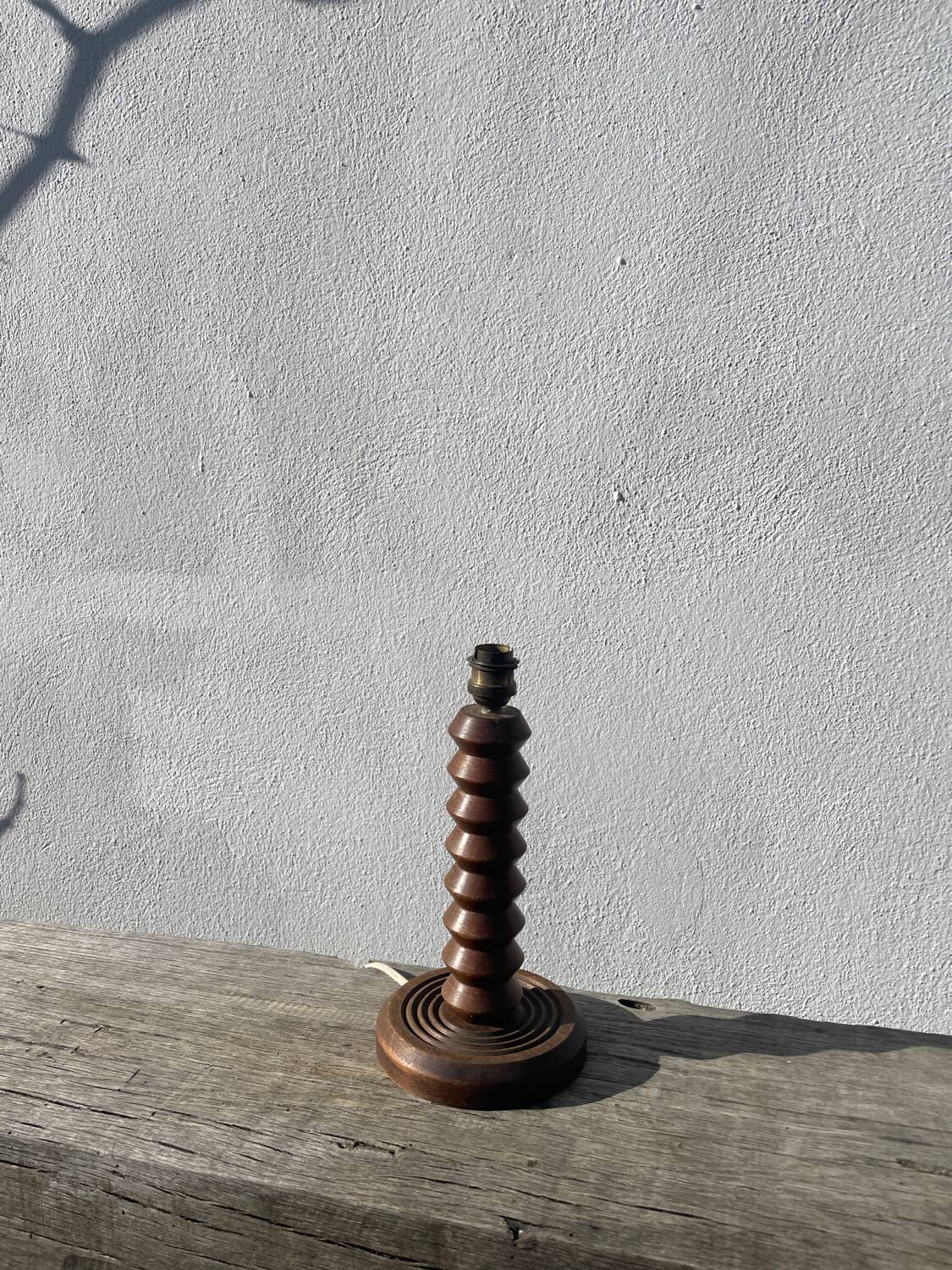 Art Deco wooden lamp base in the style of Charles Dudouyt.