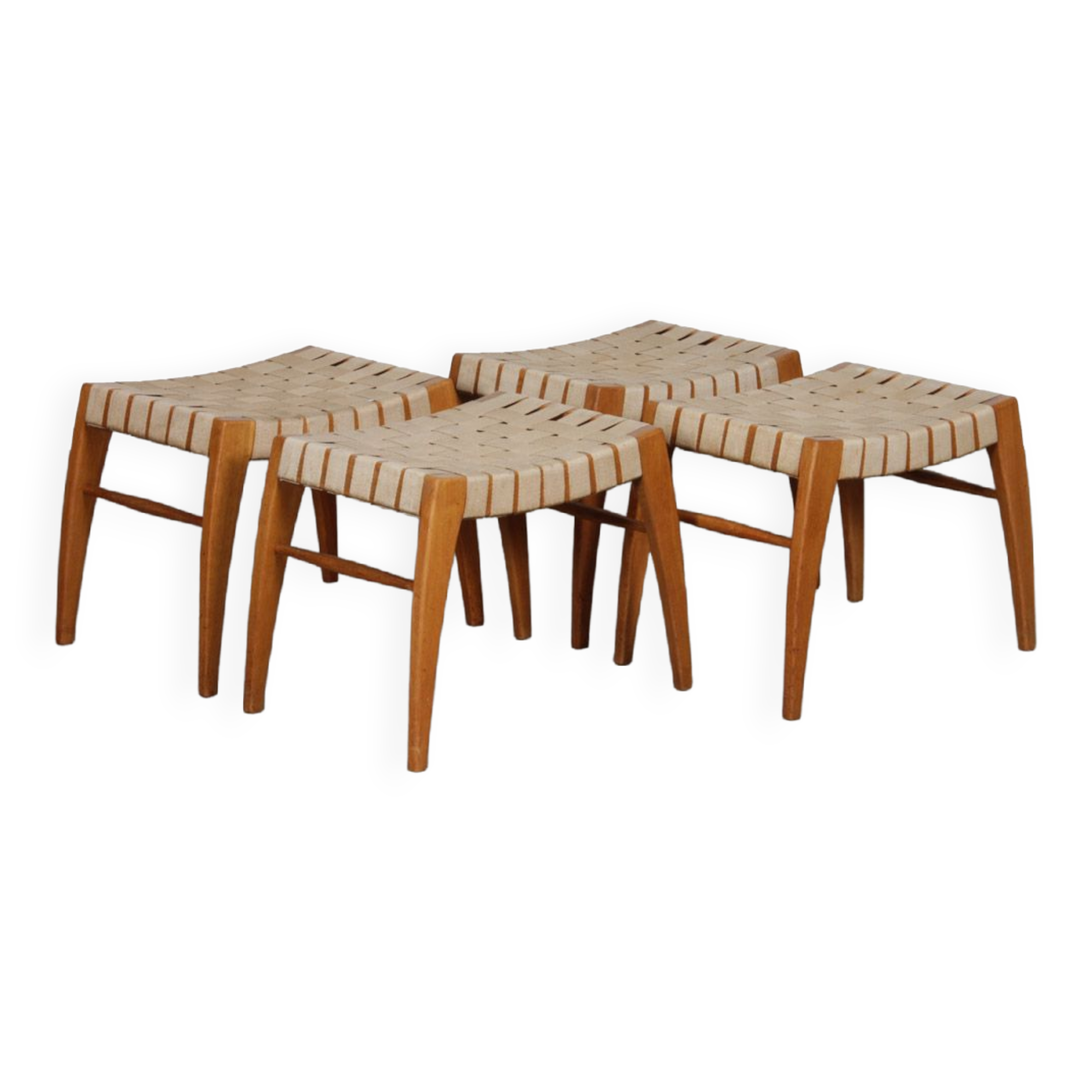 Suite of 4 Czech wooden stools for Krasna Jizba, 1950