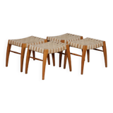 Suite of 4 Czech wooden stools for Krasna Jizba, 1950
