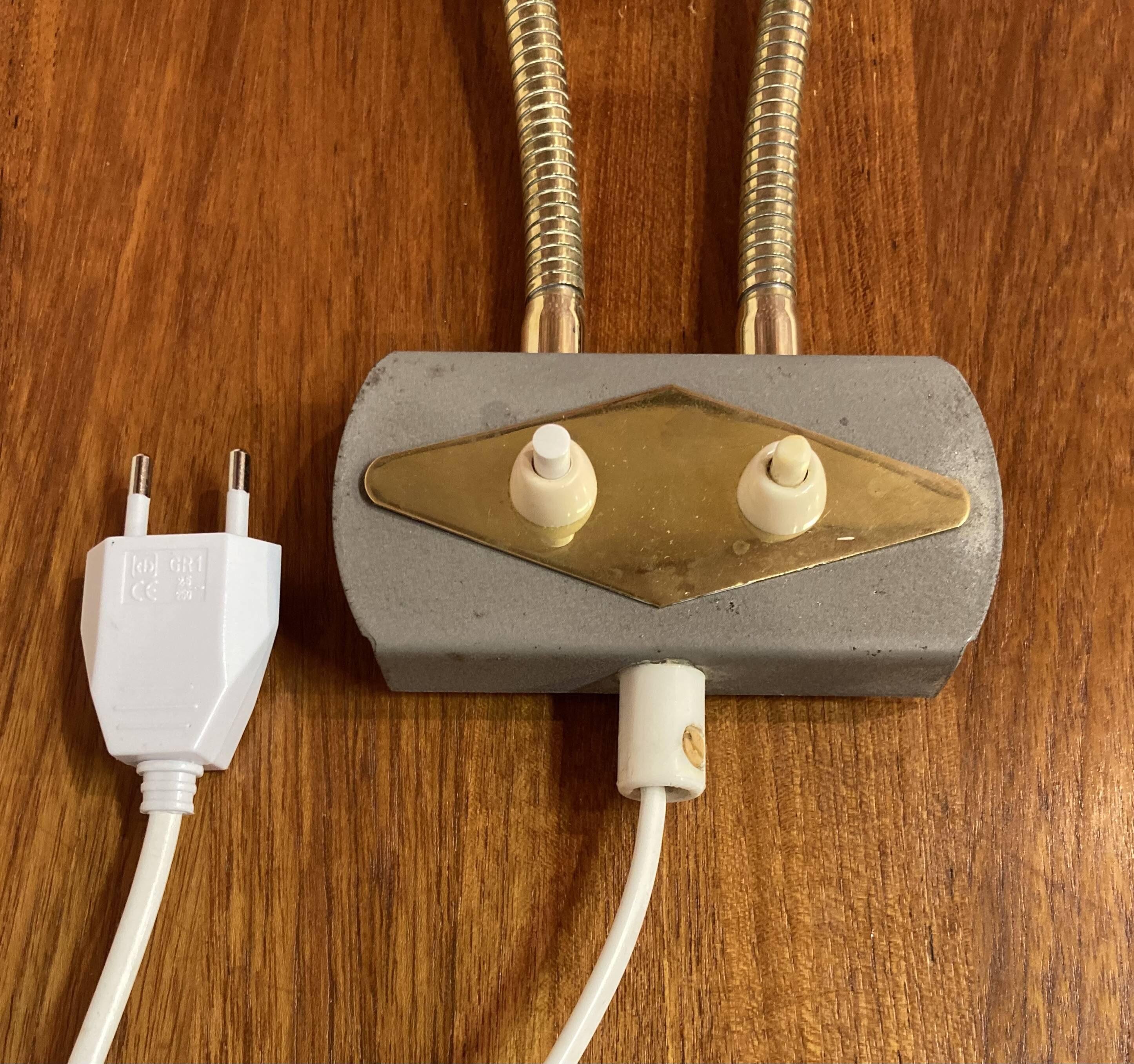 Double metal wall lamp, Scandinavian design 1950.