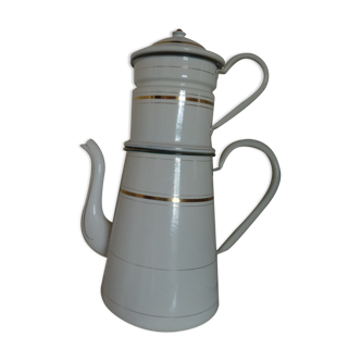 Ancienne cafetière en métal emaillié