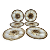 Six old Longchamps oyster plates
