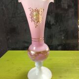 Opaline vase pink and white marquise