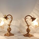 Pair of bronze gooseneck lamps