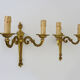 Old pair of wall sconces pot à feu, bronze with 2 candles, year 50 60