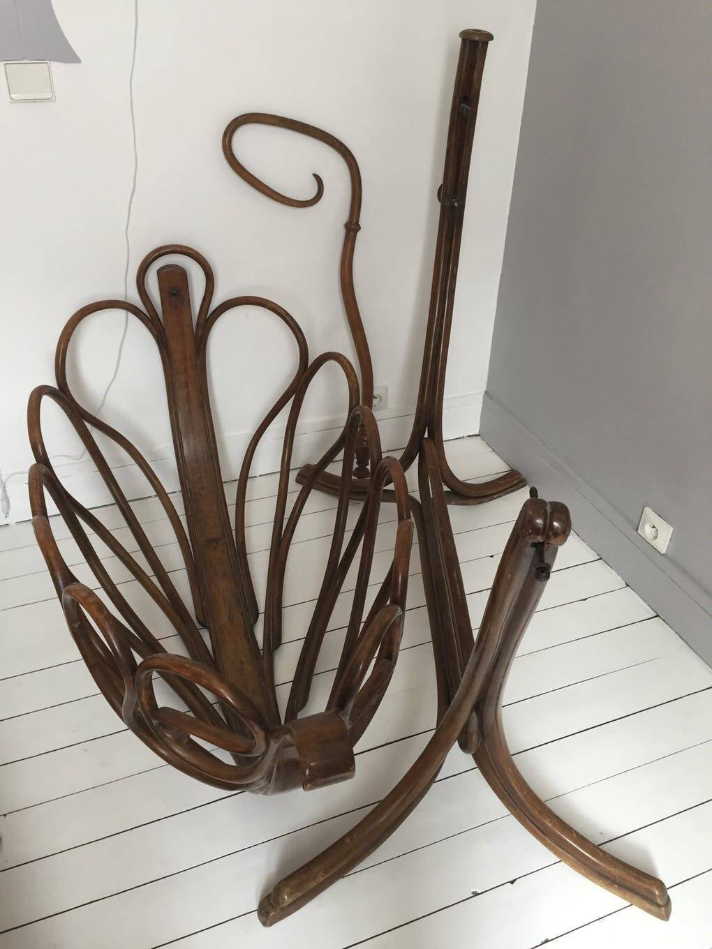 Vintage bentwood baby crib