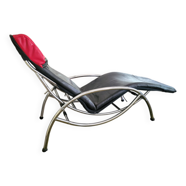 Chaise longue design inspiration LC4 – Cuir noir et rouge