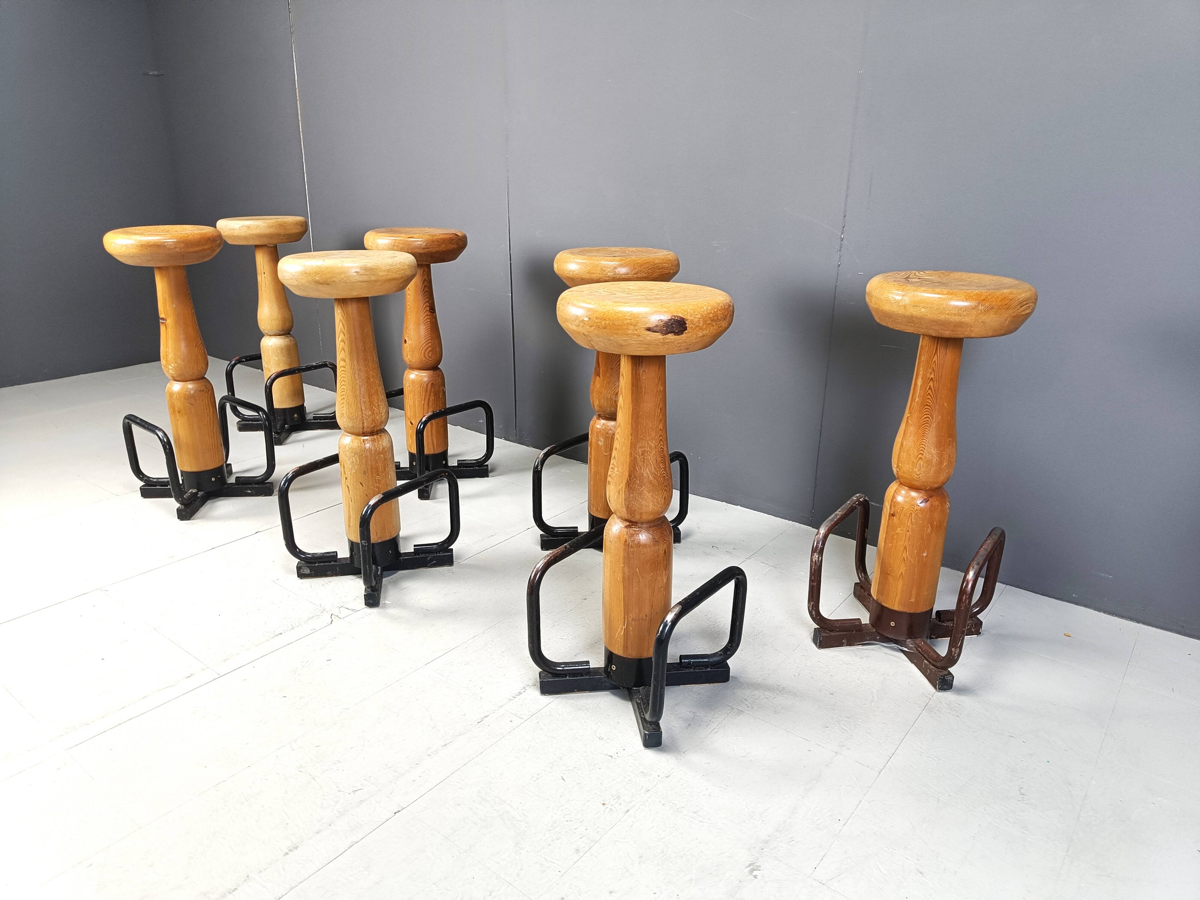 Mid century brutalist bar stools, 1960s - set of 7