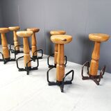 Mid century brutalist bar stools, 1960s - set of 7
