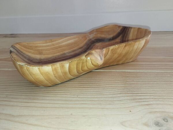 Vide-poche Vallauris en céramique organique imitant le bois, années 50–60