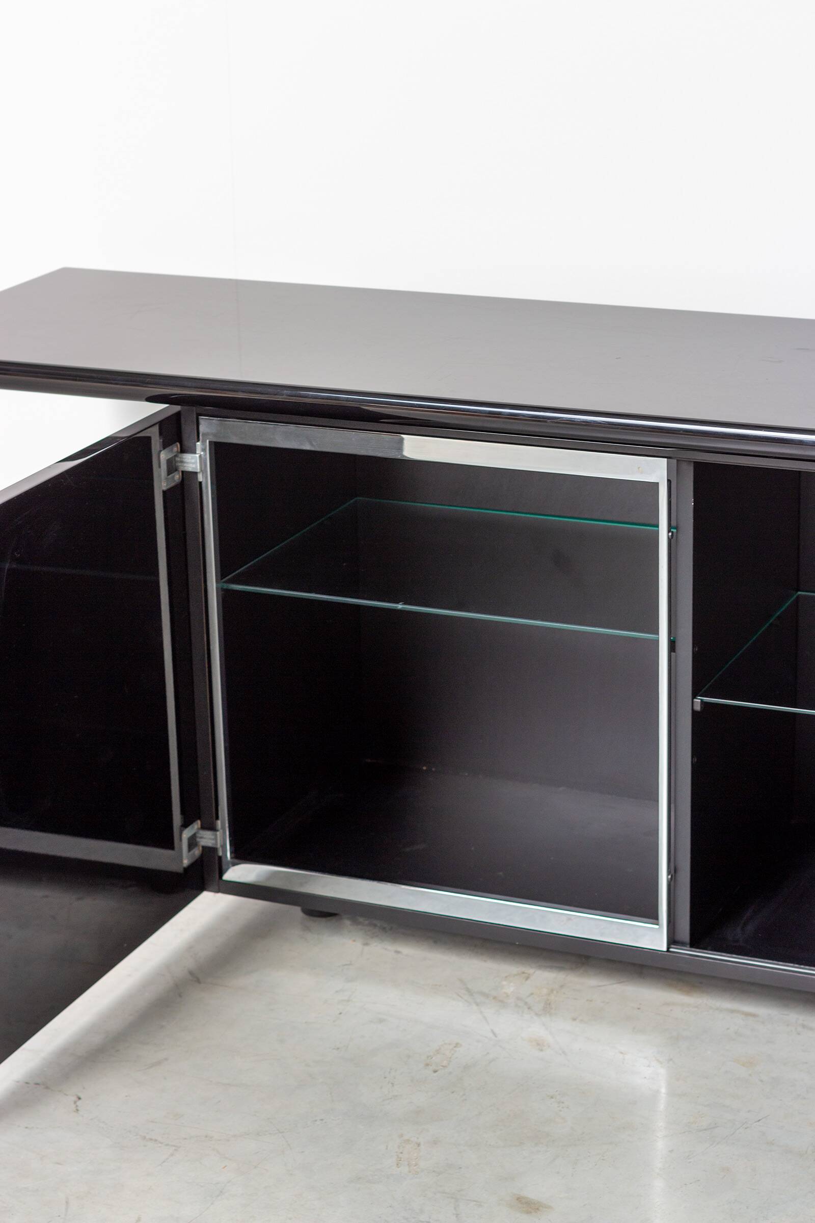 Giotto Stoppino for Acerbis Black Sheraton Sideboard Italy 1980s