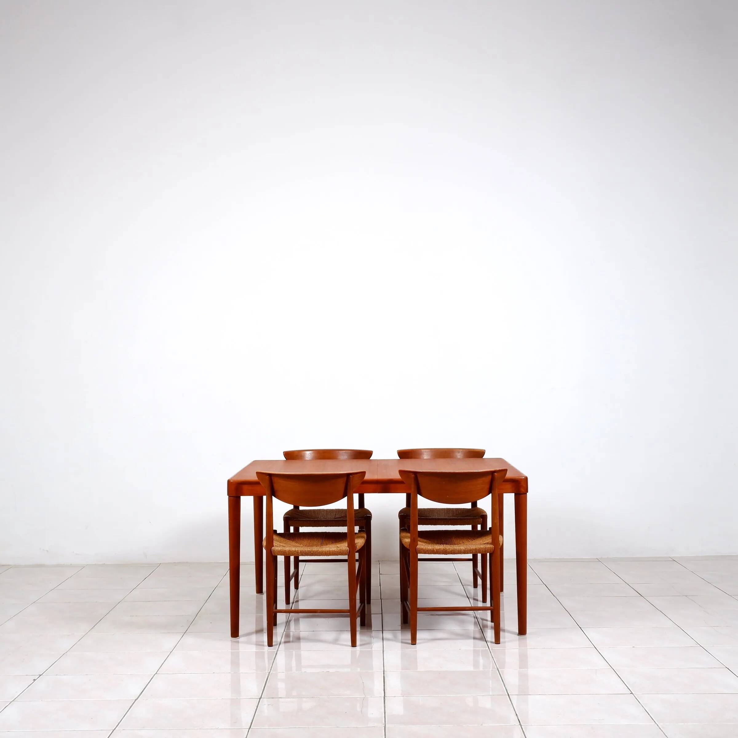 Extendable dining table in teak by H. W. Klein for Bramin Mobler