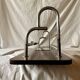 Large Art Deco wall-mounted coat rack in wood and chrome metal with mirror
