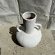 Handcrafted terracotta vase painted white with double handles h:40 d:30