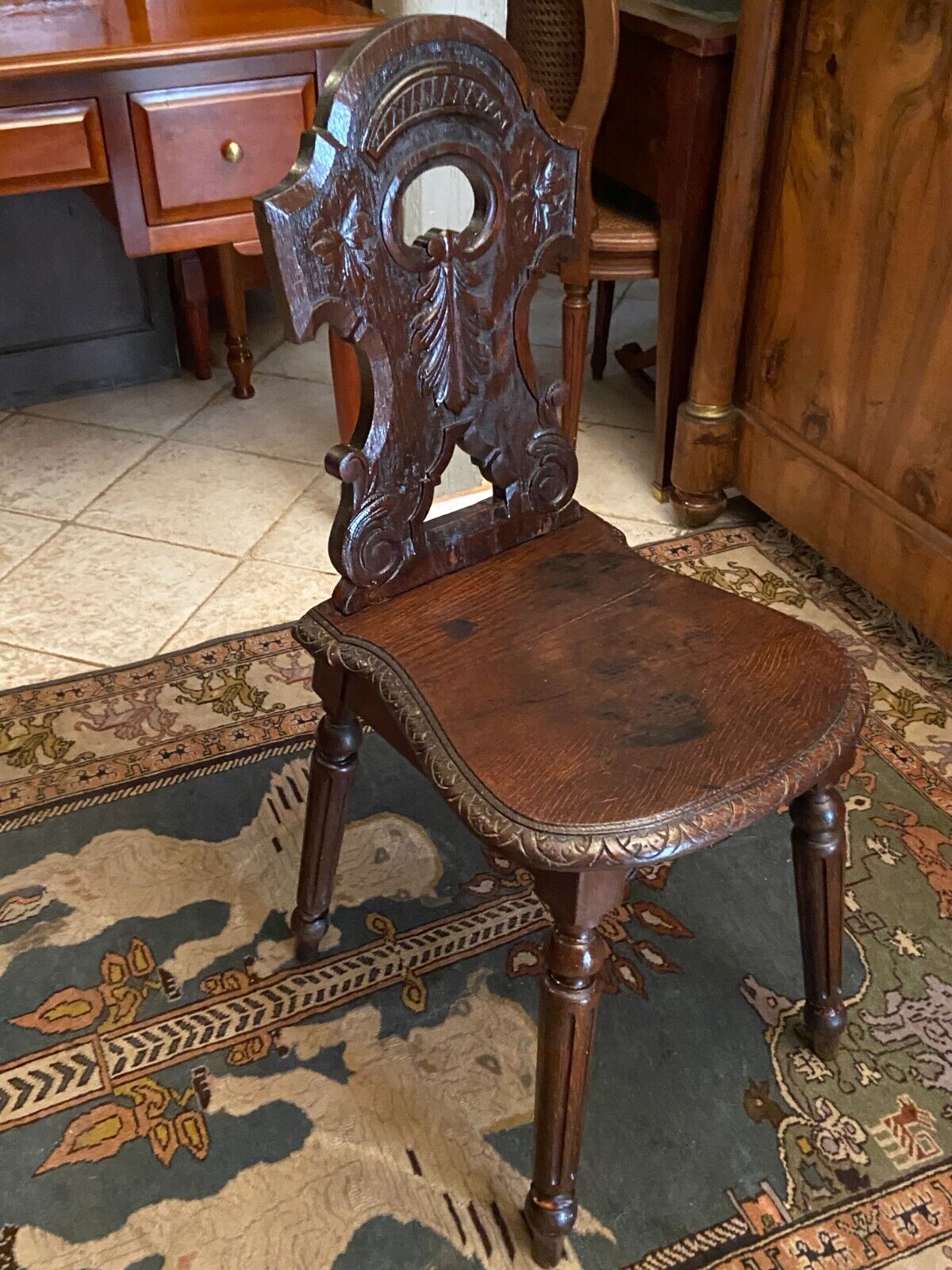 Lorraine nineteenth century chair in solid oak richly carved regency style
