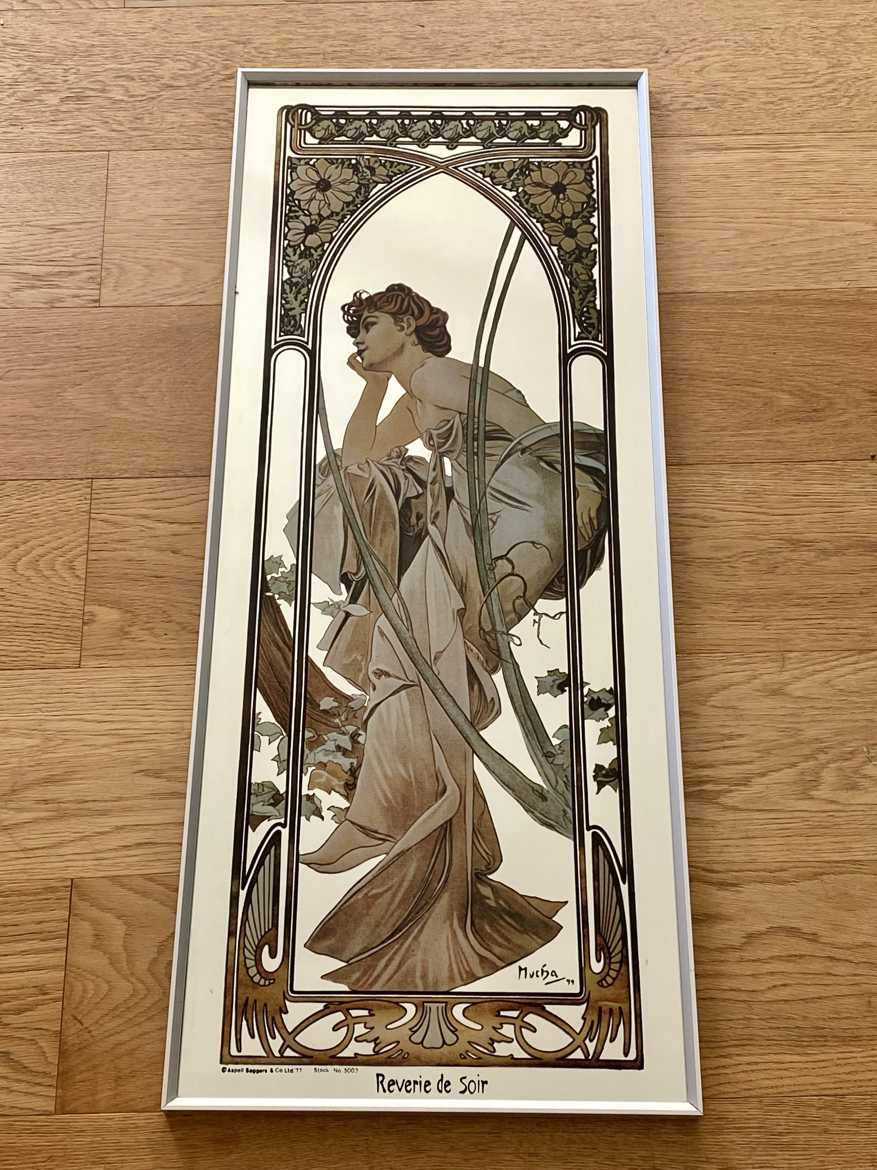 Miroir sérigraphié d’après Mucha Rêverie du soir