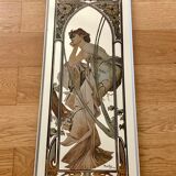 Silkscreened mirror after Mucha Rêverie du soir
