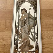 Silkscreened mirror after Mucha Rêverie du soir