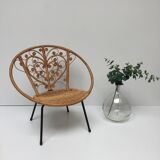 Vintage Bohemia volutes rattan chair