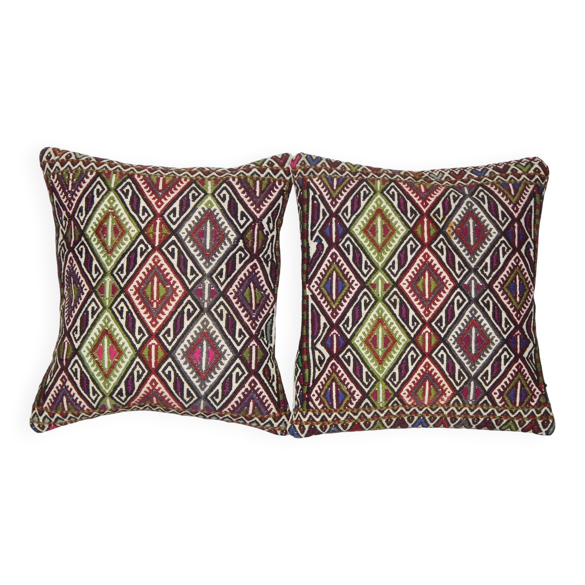 Set of 2 vintage kilim cushion covers 41x41 cm