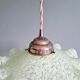 Art Deco pendant light in speckled green and white pleated glass, 1920s-30s.