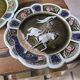 3 antique barbotine plates featuring Joan of Arc "En Avant"