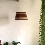 Vintage wool and rattan pendant lamp