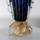 Vintage Murano glass vase by Barovier, royal blue with gold, 1960s.