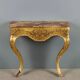 Antique gilded wooden console with marble top, Italy, 19th century.