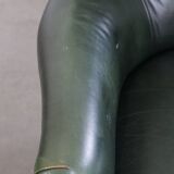Green Cowhide Leather Chesterfield Armchair in Classic English Style