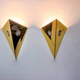 Pair of “Soleil” wall lights by Italo Valenti, brass and silver, Spain 1970