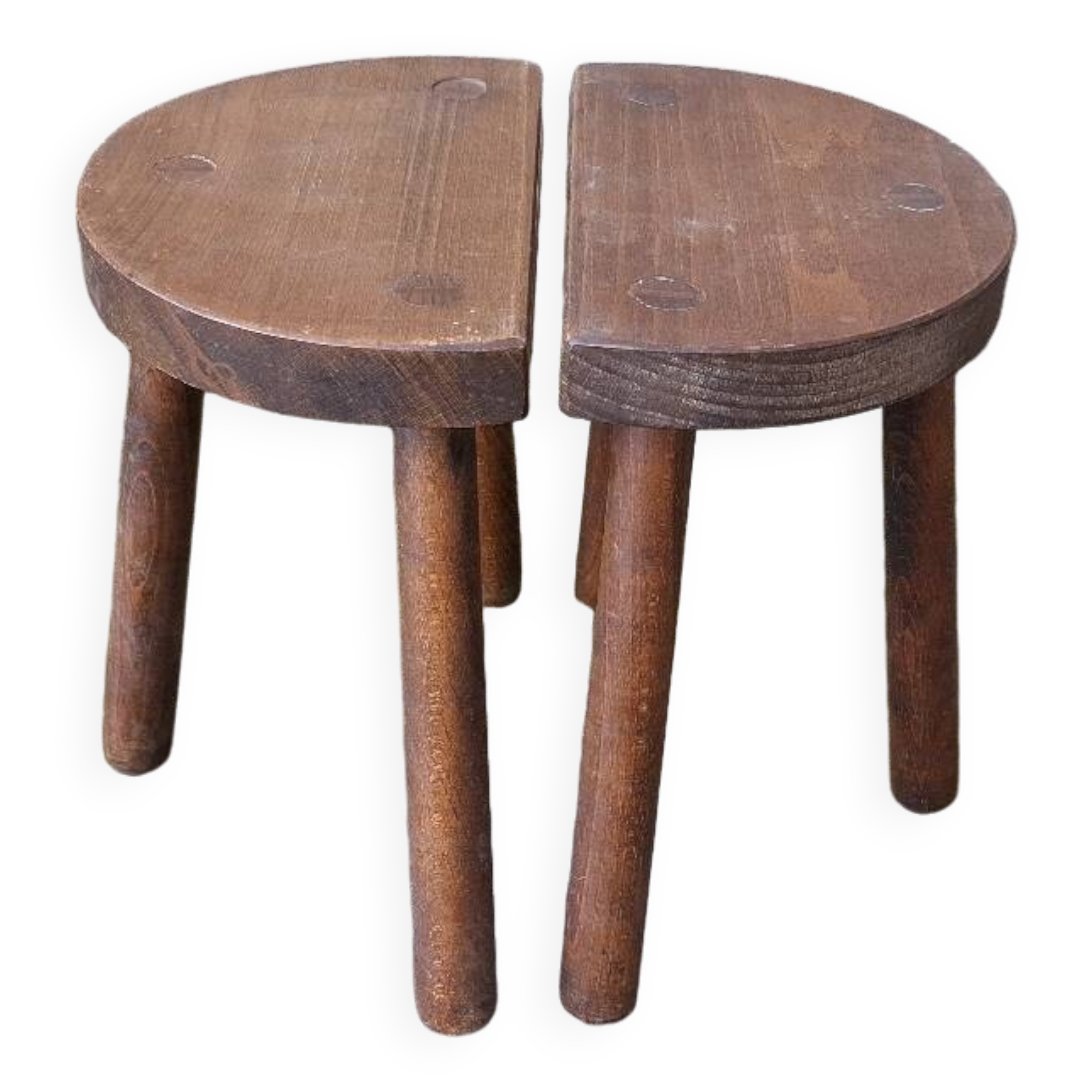 2 vintage tripod stools