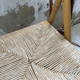 Beech and straw folding chair from the 80s