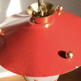Lampe suspension en laiton et métal Rockabilly rouge.