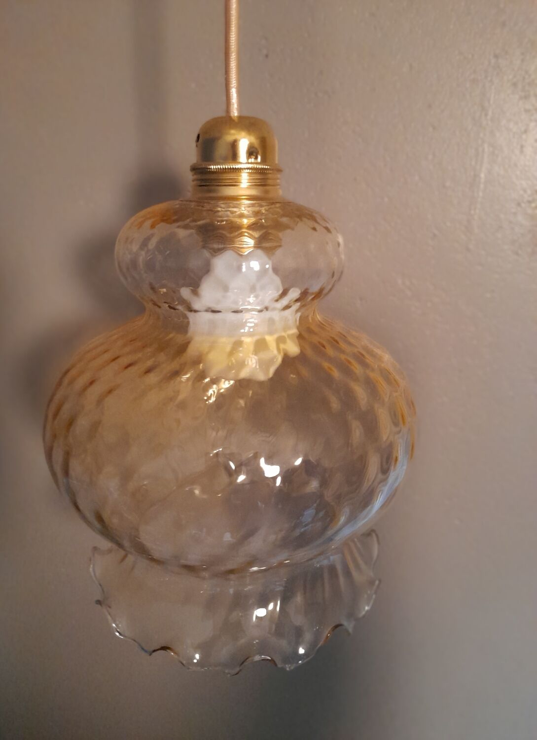 Tulip suspension amber glass, vintage