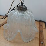 Vintage frosted blown glass pendant light