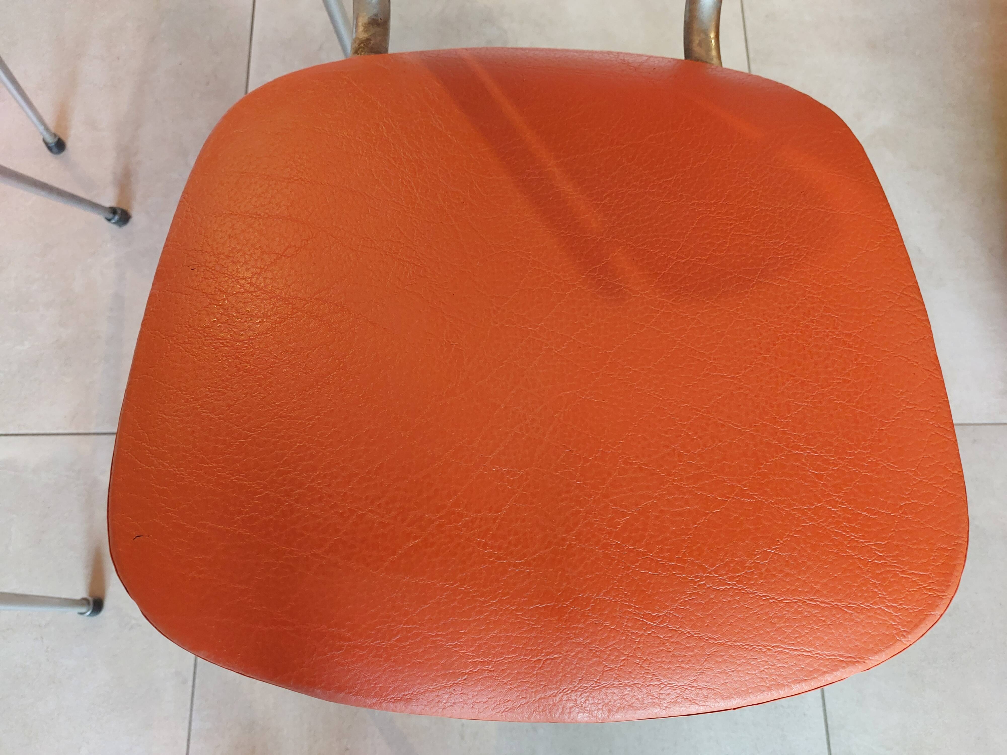 4 orange petal chairs, vintage