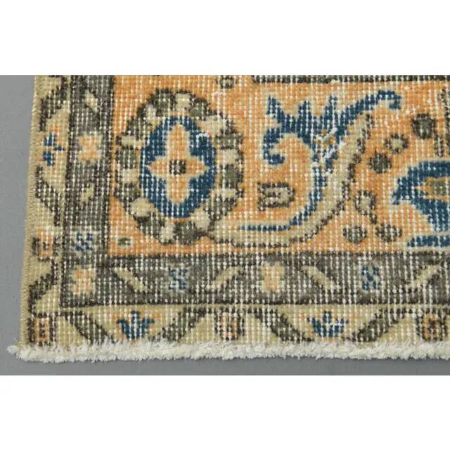 1970s Vintage Turkish Oushak Handmade Wool Cotton Orange Area Rug 205x304