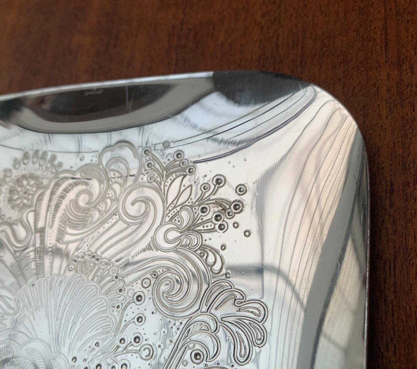 Vintage German floral metal plate by WMF