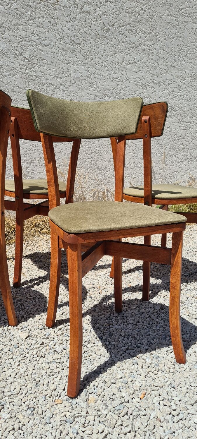 Lot 4 chaises bistrots velours kaki