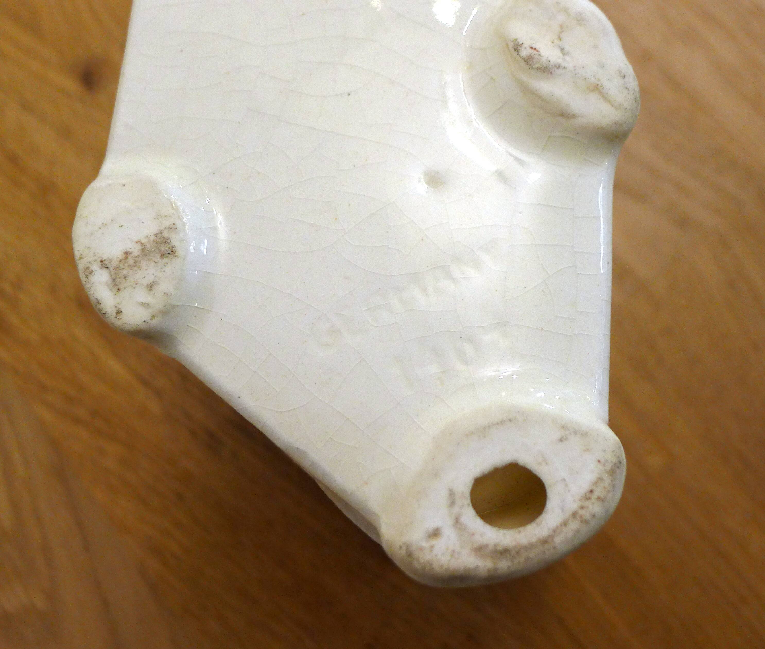 Openwork pot / letter holder in Art Nouveau ceramic
