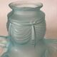 Antique tulip lampshade in blue frosted glass with pleated crown