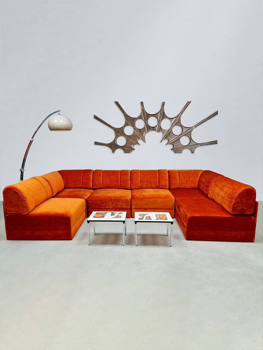 Vintage design modular sofa 'Burnt orange'